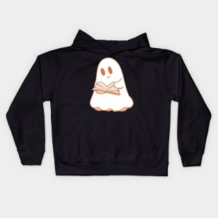 A reading ghost with a book Kids Hoodie